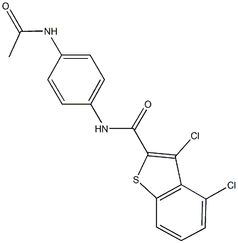 N-[4-(acetylamino)phenyl]-3,4-dichloro-1-benzothiophene-2-carboxamide Struktur