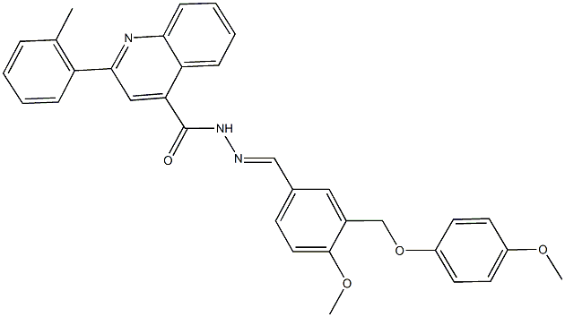 N'-{4-methoxy-3-[(4-methoxyphenoxy)methyl]benzylidene}-2-(2-methylphenyl)-4-quinolinecarbohydrazide Struktur