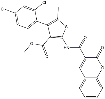 methyl 4-(2,4-dichlorophenyl)-5-methyl-2-{[(2-oxo-2H-chromen-3-yl)carbonyl]amino}thiophene-3-carboxylate Struktur