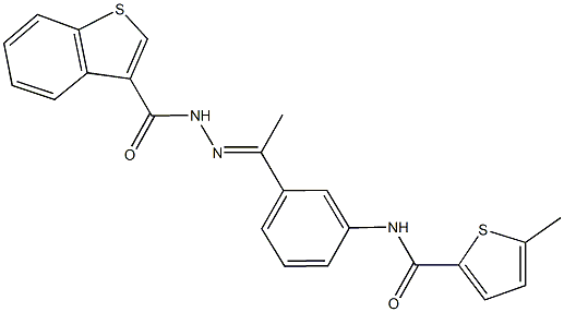 N-{3-[N-(1-benzothien-3-ylcarbonyl)ethanehydrazonoyl]phenyl}-5-methyl-2-thiophenecarboxamide Struktur