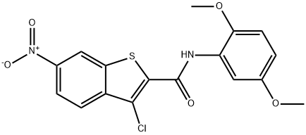 3-chloro-N-(2,5-dimethoxyphenyl)-6-nitro-1-benzothiophene-2-carboxamide Struktur