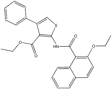 ethyl 2-[(2-ethoxy-1-naphthoyl)amino]-4-phenyl-3-thiophenecarboxylate Struktur