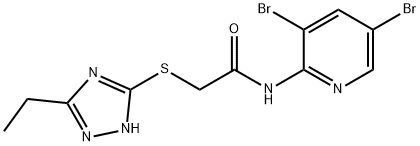 N-(3,5-dibromo-2-pyridinyl)-2-[(5-ethyl-4H-1,2,4-triazol-3-yl)sulfanyl]acetamide Struktur