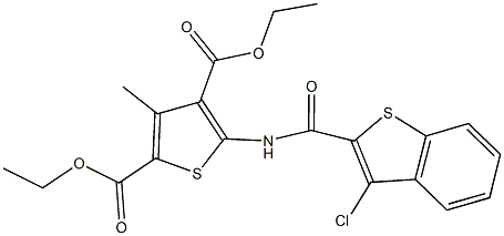 diethyl 5-{[(3-chloro-1-benzothien-2-yl)carbonyl]amino}-3-methyl-2,4-thiophenedicarboxylate Struktur