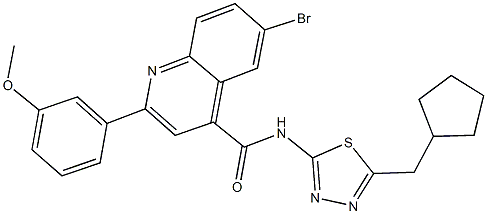 6-bromo-N-[5-(cyclopentylmethyl)-1,3,4-thiadiazol-2-yl]-2-(3-methoxyphenyl)-4-quinolinecarboxamide Struktur