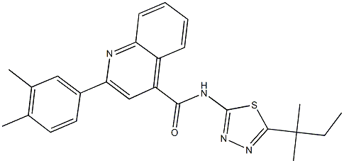 2-(3,4-dimethylphenyl)-N-(5-tert-pentyl-1,3,4-thiadiazol-2-yl)-4-quinolinecarboxamide Struktur