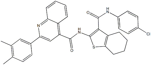 N-{3-[(4-chloroanilino)carbonyl]-4,5,6,7-tetrahydro-1-benzothien-2-yl}-2-(3,4-dimethylphenyl)-4-quinolinecarboxamide Struktur