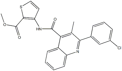 methyl 3-({[2-(3-chlorophenyl)-3-methyl-4-quinolinyl]carbonyl}amino)-2-thiophenecarboxylate Struktur