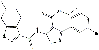 ethyl 4-(3-bromophenyl)-2-{[(6-methyl-4,5,6,7-tetrahydro-1-benzothien-3-yl)carbonyl]amino}-3-thiophenecarboxylate Struktur