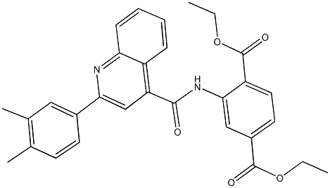 diethyl 2-({[2-(3,4-dimethylphenyl)-4-quinolinyl]carbonyl}amino)terephthalate Struktur