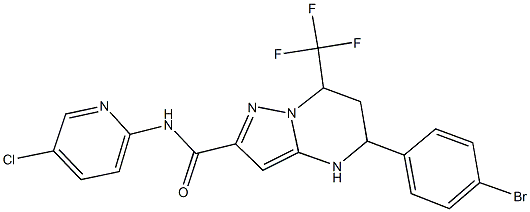 5-(4-bromophenyl)-N-(5-chloro-2-pyridinyl)-7-(trifluoromethyl)-4,5,6,7-tetrahydropyrazolo[1,5-a]pyrimidine-2-carboxamide Struktur