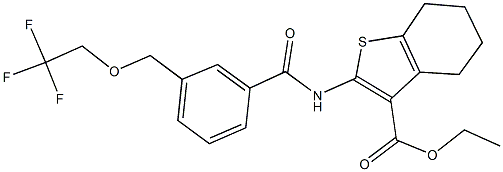 ethyl 2-({3-[(2,2,2-trifluoroethoxy)methyl]benzoyl}amino)-4,5,6,7-tetrahydro-1-benzothiophene-3-carboxylate Struktur