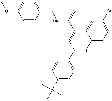 6-bromo-2-(4-tert-butylphenyl)-N-(4-methoxybenzyl)-4-quinolinecarboxamide Struktur