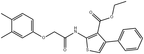 ethyl 2-{[(3,4-dimethylphenoxy)acetyl]amino}-4-phenyl-3-thiophenecarboxylate Struktur