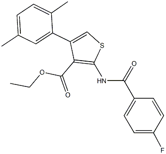 ethyl 4-(2,5-dimethylphenyl)-2-[(4-fluorobenzoyl)amino]-3-thiophenecarboxylate Struktur