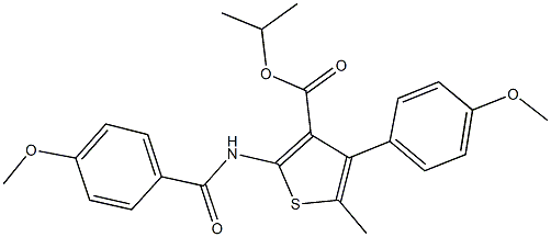 isopropyl 2-[(4-methoxybenzoyl)amino]-4-(4-methoxyphenyl)-5-methyl-3-thiophenecarboxylate Struktur