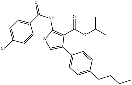 isopropyl 4-(4-butylphenyl)-2-[(4-chlorobenzoyl)amino]-3-thiophenecarboxylate Struktur