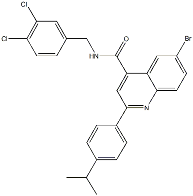 6-bromo-N-(3,4-dichlorobenzyl)-2-(4-isopropylphenyl)-4-quinolinecarboxamide Struktur