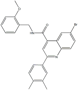 6-bromo-2-(3,4-dimethylphenyl)-N-(2-methoxybenzyl)-4-quinolinecarboxamide Struktur