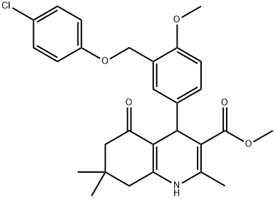 methyl 4-{3-[(4-chlorophenoxy)methyl]-4-methoxyphenyl}-2,7,7-trimethyl-5-oxo-1,4,5,6,7,8-hexahydro-3-quinolinecarboxylate Struktur