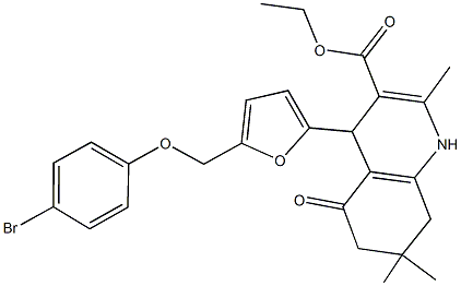 ethyl 4-{5-[(4-bromophenoxy)methyl]-2-furyl}-2,7,7-trimethyl-5-oxo-1,4,5,6,7,8-hexahydro-3-quinolinecarboxylate Struktur