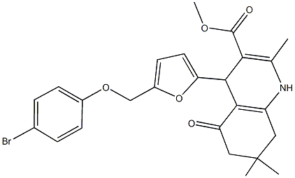 methyl 4-{5-[(4-bromophenoxy)methyl]-2-furyl}-2,7,7-trimethyl-5-oxo-1,4,5,6,7,8-hexahydro-3-quinolinecarboxylate Struktur