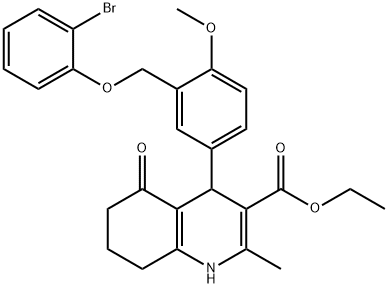 ethyl 4-{3-[(2-bromophenoxy)methyl]-4-methoxyphenyl}-2-methyl-5-oxo-1,4,5,6,7,8-hexahydro-3-quinolinecarboxylate Struktur