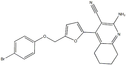 2-amino-4-{5-[(4-bromophenoxy)methyl]-2-furyl}-5,6,7,8-tetrahydro-3-quinolinecarbonitrile Struktur