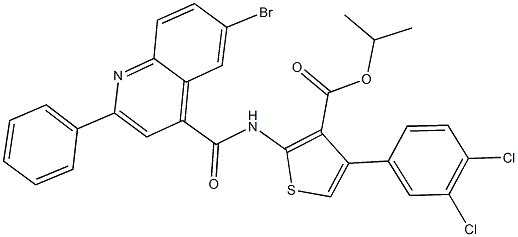 isopropyl 2-{[(6-bromo-2-phenyl-4-quinolinyl)carbonyl]amino}-4-(3,4-dichlorophenyl)-3-thiophenecarboxylate Struktur