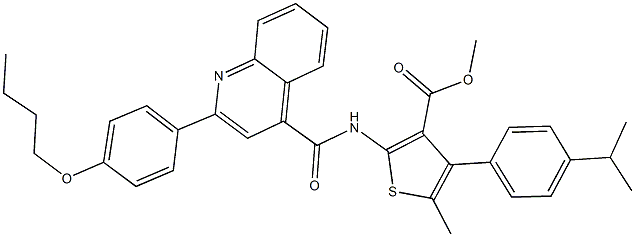 methyl 2-({[2-(4-butoxyphenyl)-4-quinolinyl]carbonyl}amino)-4-(4-isopropylphenyl)-5-methyl-3-thiophenecarboxylate Struktur