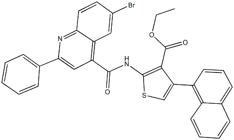 ethyl 2-{[(6-bromo-2-phenyl-4-quinolinyl)carbonyl]amino}-4-(1-naphthyl)-3-thiophenecarboxylate Struktur