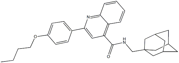 N-(1-adamantylmethyl)-2-(4-butoxyphenyl)-4-quinolinecarboxamide Struktur