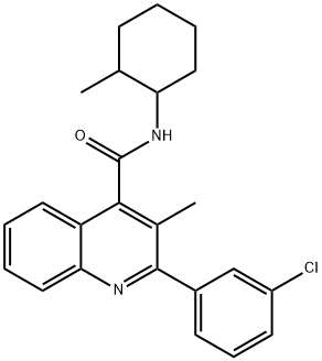 2-(3-chlorophenyl)-3-methyl-N-(2-methylcyclohexyl)-4-quinolinecarboxamide Struktur