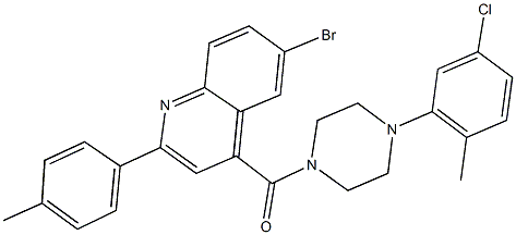 6-bromo-4-{[4-(5-chloro-2-methylphenyl)-1-piperazinyl]carbonyl}-2-(4-methylphenyl)quinoline Struktur