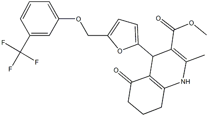 methyl 2-methyl-5-oxo-4-(5-{[3-(trifluoromethyl)phenoxy]methyl}-2-furyl)-1,4,5,6,7,8-hexahydro-3-quinolinecarboxylate Struktur