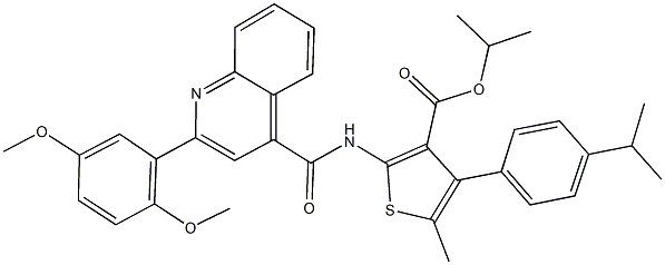 isopropyl 2-({[2-(2,5-dimethoxyphenyl)-4-quinolinyl]carbonyl}amino)-4-(4-isopropylphenyl)-5-methyl-3-thiophenecarboxylate Struktur