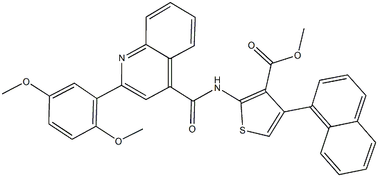 methyl 2-({[2-(2,5-dimethoxyphenyl)-4-quinolinyl]carbonyl}amino)-4-(1-naphthyl)-3-thiophenecarboxylate Struktur