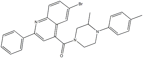 6-bromo-4-{[3-methyl-4-(4-methylphenyl)-1-piperazinyl]carbonyl}-2-phenylquinoline Struktur