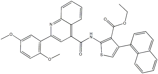 ethyl 2-({[2-(2,5-dimethoxyphenyl)-4-quinolinyl]carbonyl}amino)-4-(1-naphthyl)-3-thiophenecarboxylate Struktur