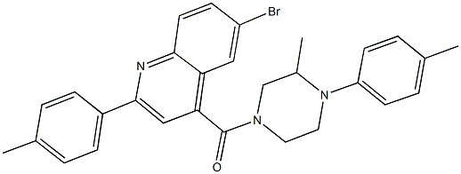 6-bromo-4-{[3-methyl-4-(4-methylphenyl)-1-piperazinyl]carbonyl}-2-(4-methylphenyl)quinoline Struktur