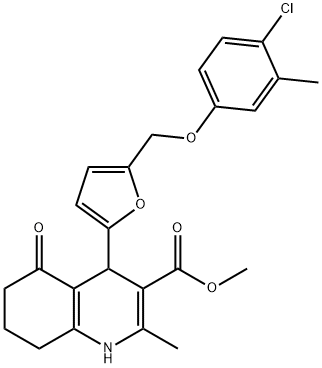 methyl 4-{5-[(4-chloro-3-methylphenoxy)methyl]-2-furyl}-2-methyl-5-oxo-1,4,5,6,7,8-hexahydro-3-quinolinecarboxylate Struktur