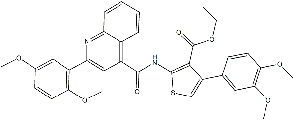 ethyl 4-(3,4-dimethoxyphenyl)-2-({[2-(2,5-dimethoxyphenyl)-4-quinolinyl]carbonyl}amino)-3-thiophenecarboxylate Struktur