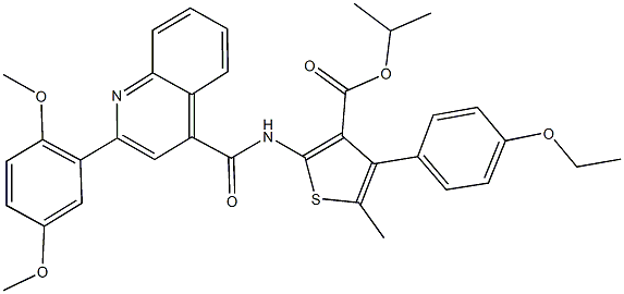 isopropyl 2-({[2-(2,5-dimethoxyphenyl)-4-quinolinyl]carbonyl}amino)-4-(4-ethoxyphenyl)-5-methyl-3-thiophenecarboxylate Struktur