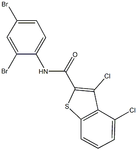 3,4-dichloro-N-(2,4-dibromophenyl)-1-benzothiophene-2-carboxamide Struktur