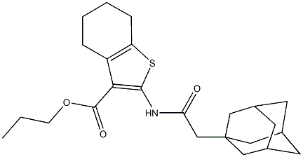 propyl 2-[(1-adamantylacetyl)amino]-4,5,6,7-tetrahydro-1-benzothiophene-3-carboxylate Struktur