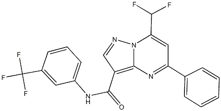 7-(difluoromethyl)-5-phenyl-N-[3-(trifluoromethyl)phenyl]pyrazolo[1,5-a]pyrimidine-3-carboxamide Struktur