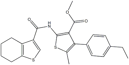 methyl 4-(4-ethylphenyl)-5-methyl-2-[(4,5,6,7-tetrahydro-1-benzothien-3-ylcarbonyl)amino]-3-thiophenecarboxylate Struktur