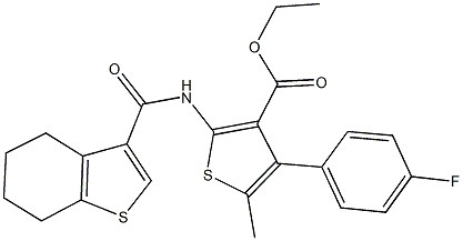 ethyl 4-(4-fluorophenyl)-5-methyl-2-[(4,5,6,7-tetrahydro-1-benzothien-3-ylcarbonyl)amino]-3-thiophenecarboxylate Struktur