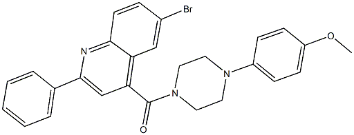 6-bromo-4-{[4-(4-methoxyphenyl)-1-piperazinyl]carbonyl}-2-phenylquinoline Struktur