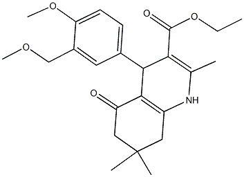 ethyl 4-[4-methoxy-3-(methoxymethyl)phenyl]-2,7,7-trimethyl-5-oxo-1,4,5,6,7,8-hexahydro-3-quinolinecarboxylate Struktur